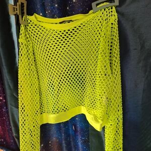 Lime Octogon Mesh Crop